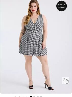 Retro Chic Black and White Gingham Romper